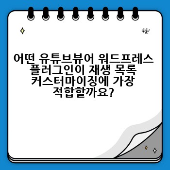 어떤 유튜브뷰어 워드프레스 플러그인이 재생 목록 커스터마이징에 가장 적합할까요?
